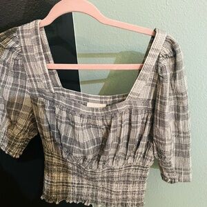 Universal Thread Black and White Plaid Blouse